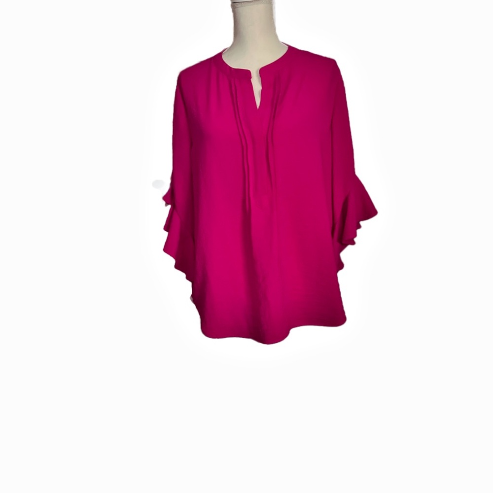 Vince Camuto Fuchsia Ruffle Sleeve Blouse